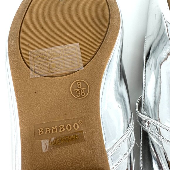 BAMBOO Mary Jane Flats Metallic Silver Size 8 - Picture 6 of 9